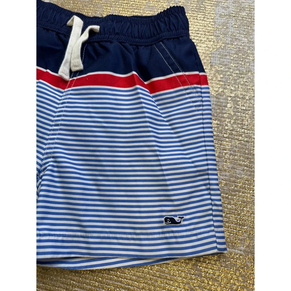 VINEYARD VINES Target Toddler Boys Red White & Blue Stripe Summer Swim Trunks 3T